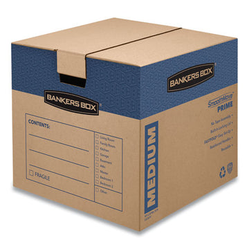Bankers Box® Smoothmove Prime Moving-storage Boxes, Medium, Regular Slotted Container (rsc), 18" X 18" X 16", Brown Kraft-blue, 8-carton freeshipping - TVN Wholesale